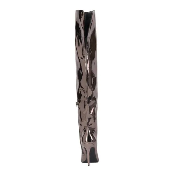 INC Women's Sedona Shiny Over The Knee Boots Pewter Size 5 1/2