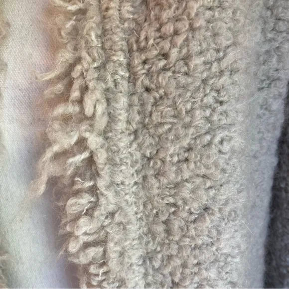 IRO Coffey Neutral Taupe Mohair Wool Blend Fuzzy Fringe Jacket