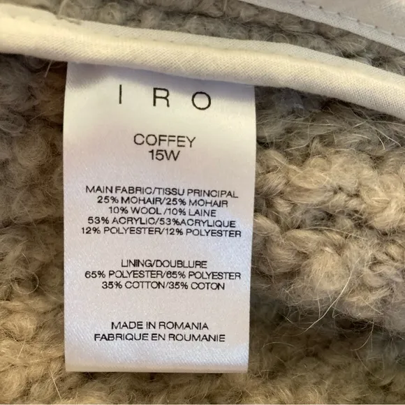 IRO Coffey Neutral Taupe Mohair Wool Blend Fuzzy Fringe Jacket