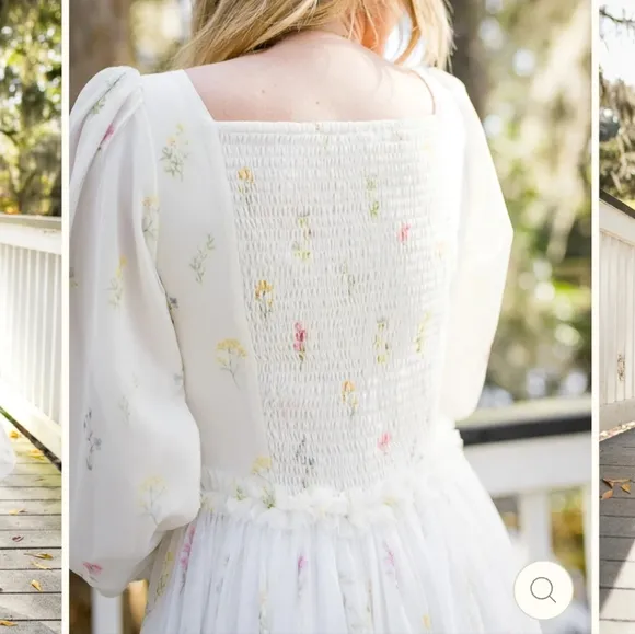 IVY CITY co. Florence dress in off white floral XXS