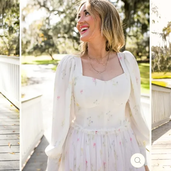 IVY CITY co. Florence dress in off white floral XXS