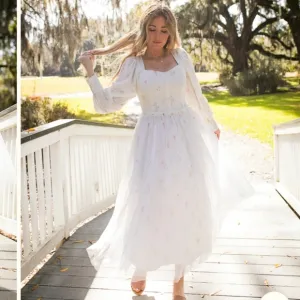 IVY CITY co. Florence dress in off white floral XXS