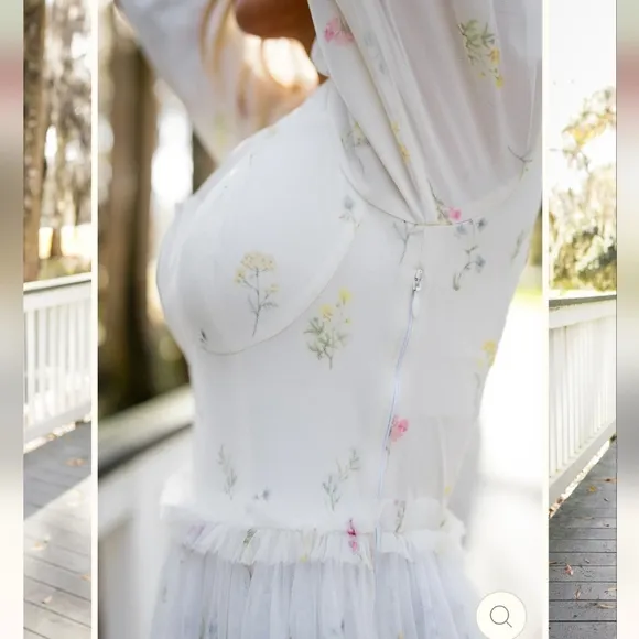 IVY CITY co. Florence dress in off white floral XXS