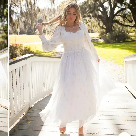 IVY CITY co. Florence dress in off white floral XXS