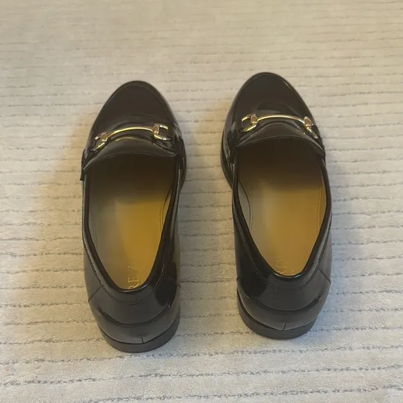 J. Crew Black and Gold Horsebit Loafers
