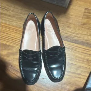 J. Crew Black Leather Loafers with Slip-On Design
