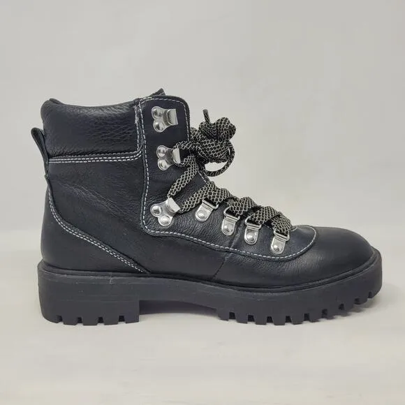 J. Crew Boots Women 8M Black Leather Lightweight Nordic Hiker Ankle BB383 Combat