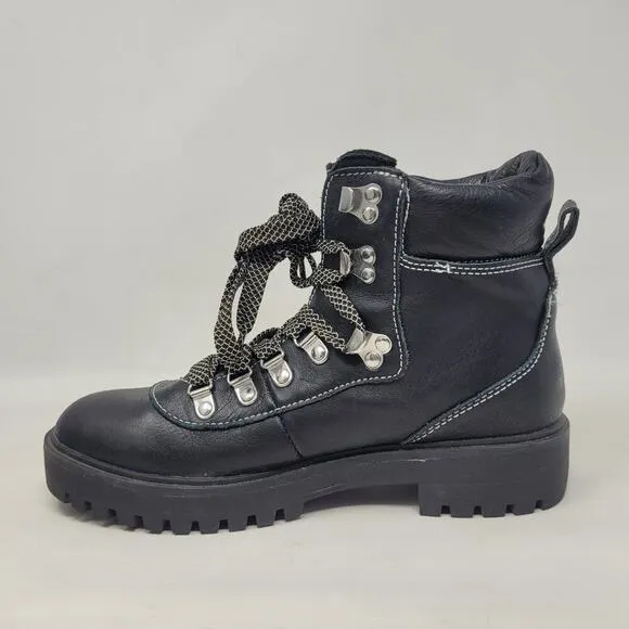 J. Crew Boots Women 8M Black Leather Lightweight Nordic Hiker Ankle BB383 Combat