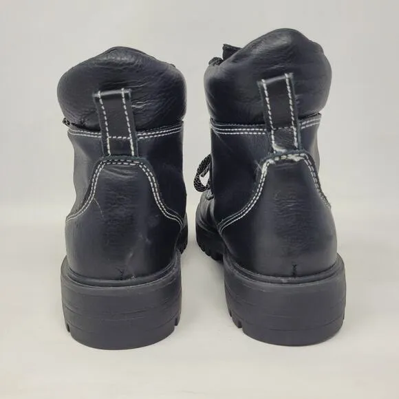 J. Crew Boots Women 8M Black Leather Lightweight Nordic Hiker Ankle BB383 Combat