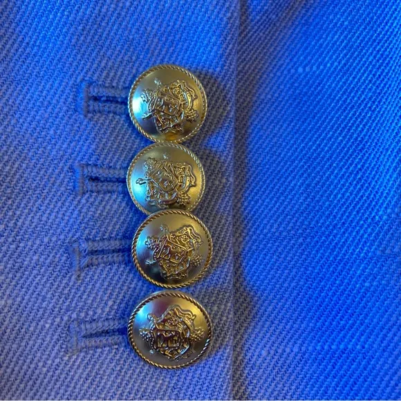 J CREW Bristol Light Peri Blue Linen Blend Double Breasted Blazer Jacket