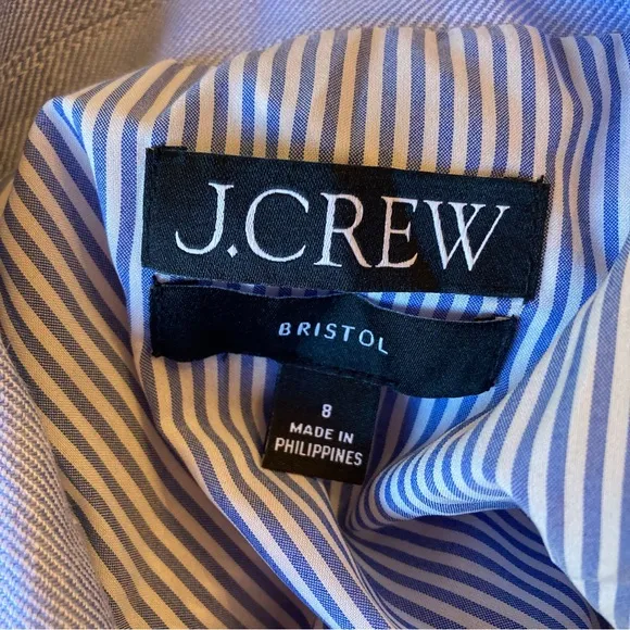 J CREW Bristol Light Peri Blue Linen Blend Double Breasted Blazer Jacket