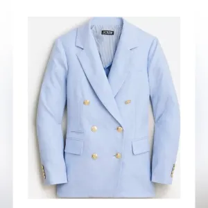 J CREW Bristol Light Peri Blue Linen Blend Double Breasted Blazer Jacket