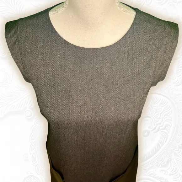 J. Crew Charcoal Gray Sleeveless Faux Leather Pocket Wool Blend Shift Dress Sz 0