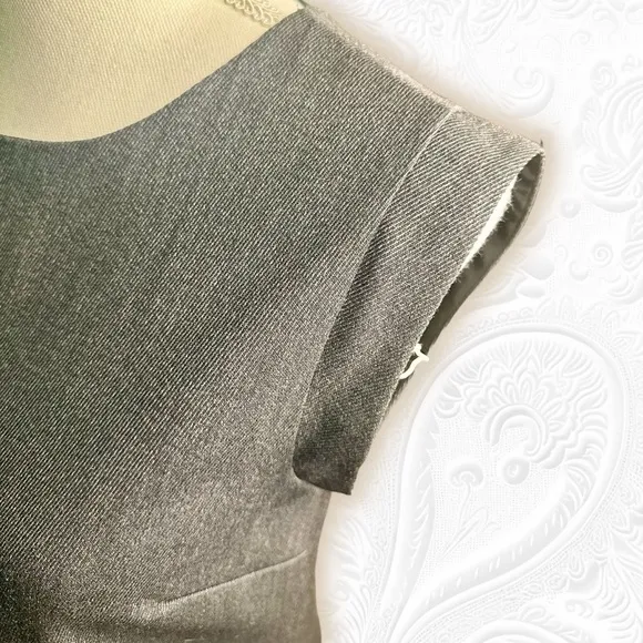 J. Crew Charcoal Gray Sleeveless Faux Leather Pocket Wool Blend Shift Dress Sz 0