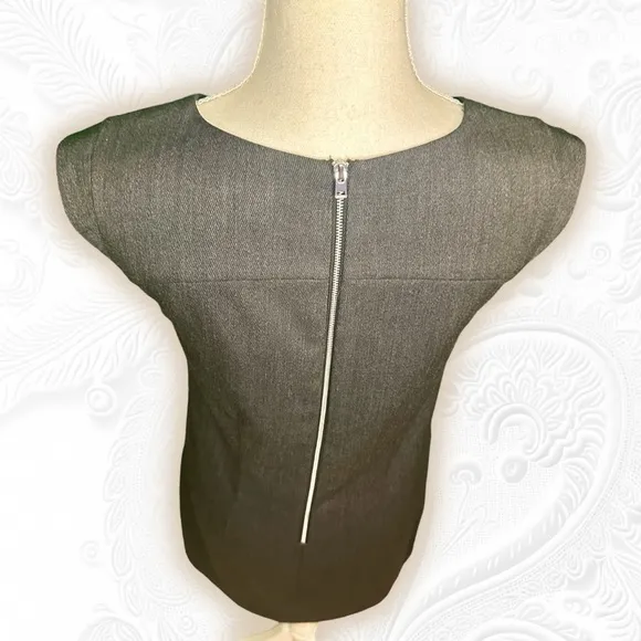 J. Crew Charcoal Gray Sleeveless Faux Leather Pocket Wool Blend Shift Dress Sz 0