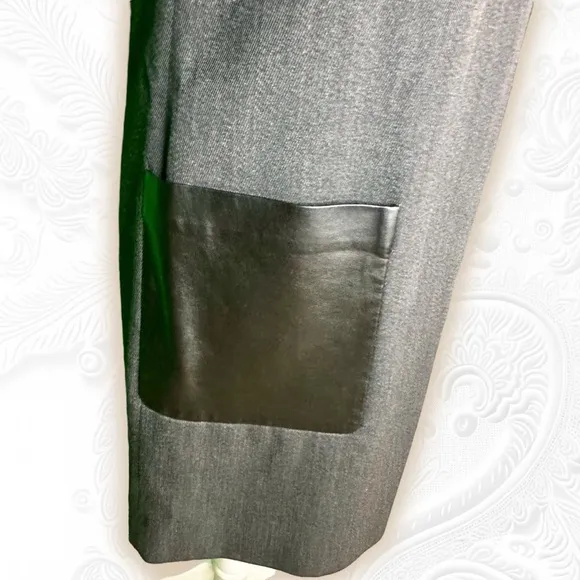 J. Crew Charcoal Gray Sleeveless Faux Leather Pocket Wool Blend Shift Dress Sz 0