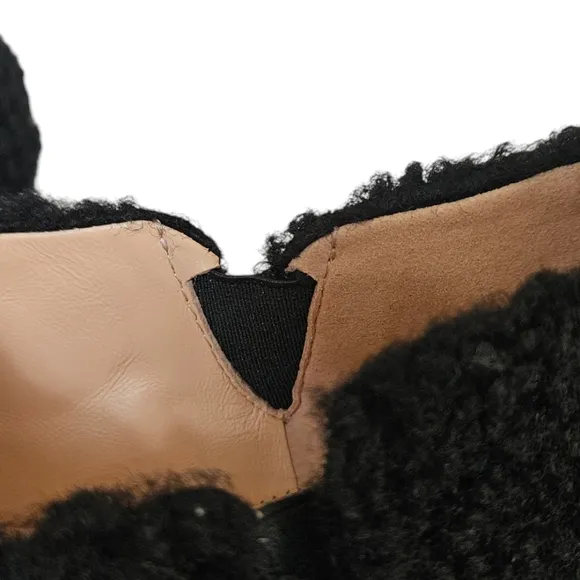 J. Crew Faux Shearling Flat in Black Size 8.5