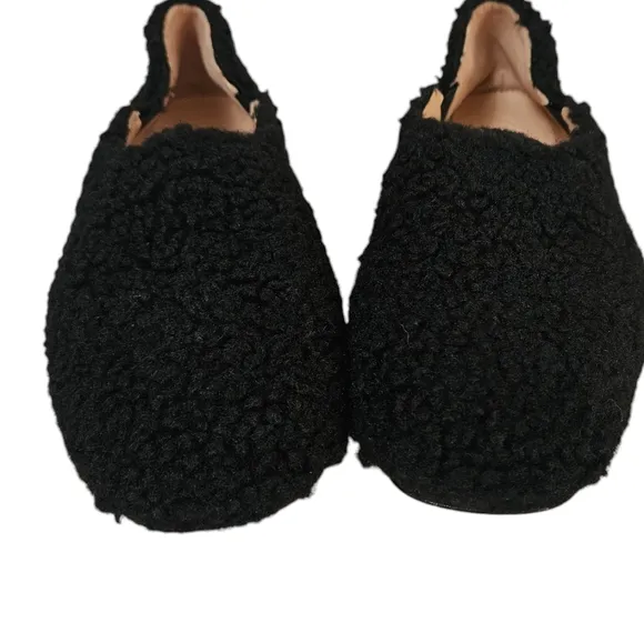 J. Crew Faux Shearling Flat in Black Size 8.5