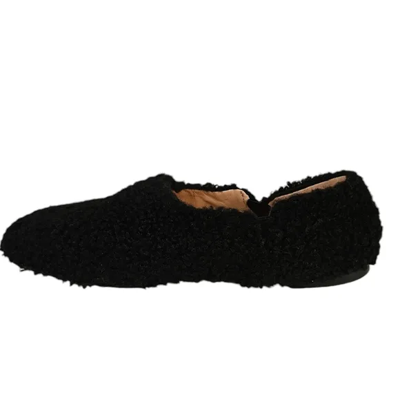 J. Crew Faux Shearling Flat in Black Size 8.5