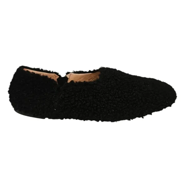 J. Crew Faux Shearling Flat in Black Size 8.5