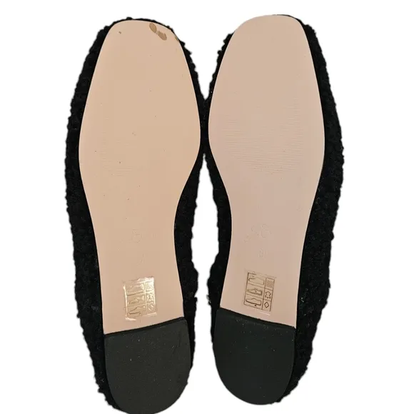 J. Crew Faux Shearling Flat in Black Size 8.5