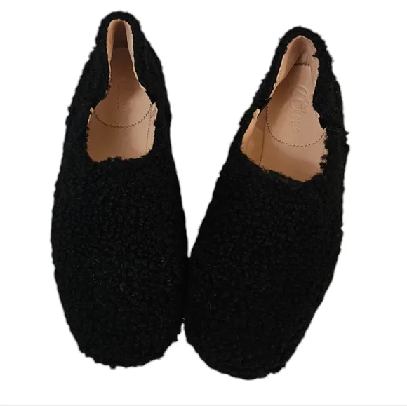 J. Crew Faux Shearling Flat in Black Size 8.5