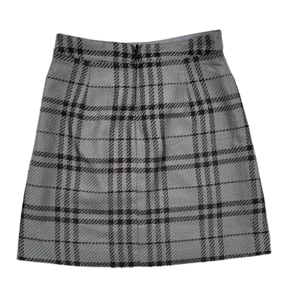 J. Crew | Grey and Black Plaid Academia High Waist Mini Skirt with pockets