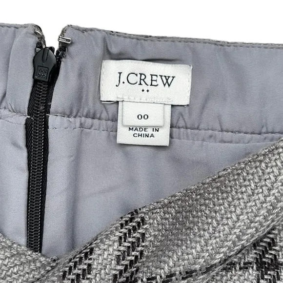 J. Crew | Grey and Black Plaid Academia High Waist Mini Skirt with pockets