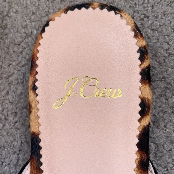 J. CREW POINTED-TOE SLIDE MULE IN LEOPARD CALF HAIR SIZE 8