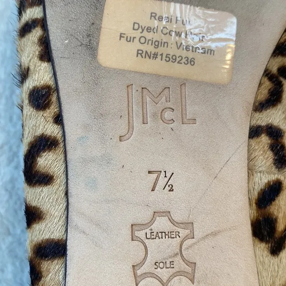 J. McLaughlin Anastasia hair calf leopard print red suede trim  ballet flat