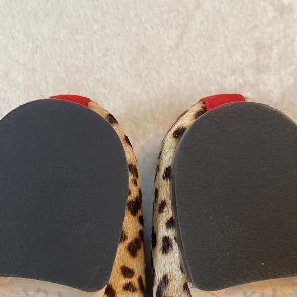 J. McLaughlin Anastasia hair calf leopard print red suede trim  ballet flat