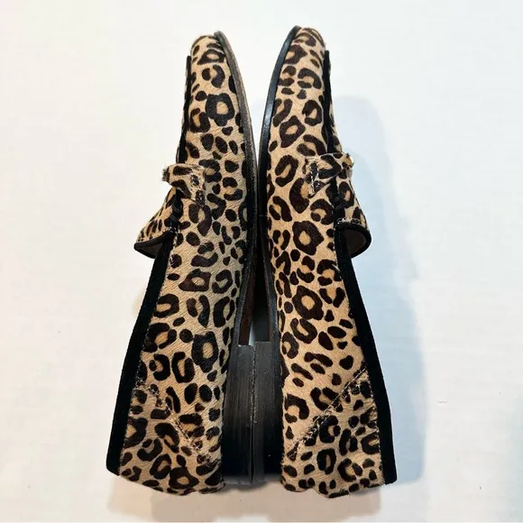 J. McLaughlin Dillon Loafers Leopard Print Pony Hair Calf Fur Flats, Size 7