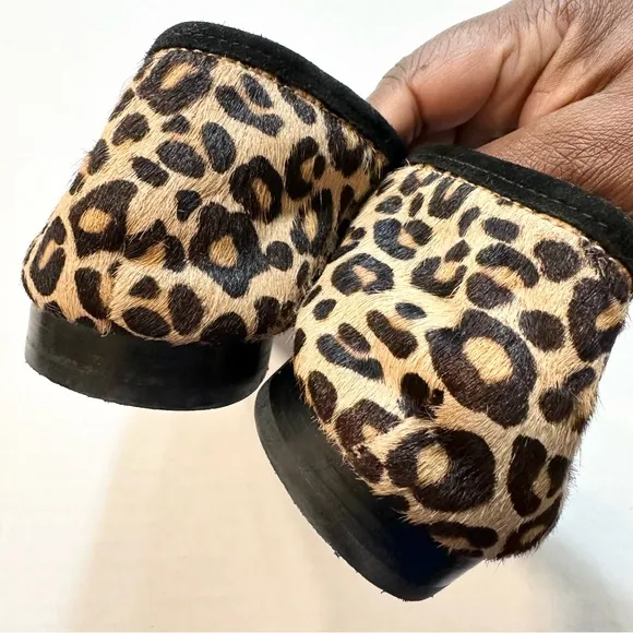J. McLaughlin Dillon Loafers Leopard Print Pony Hair Calf Fur Flats, Size 7