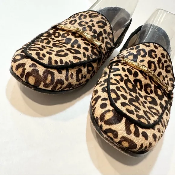 J. McLaughlin Dillon Loafers Leopard Print Pony Hair Calf Fur Flats, Size 7