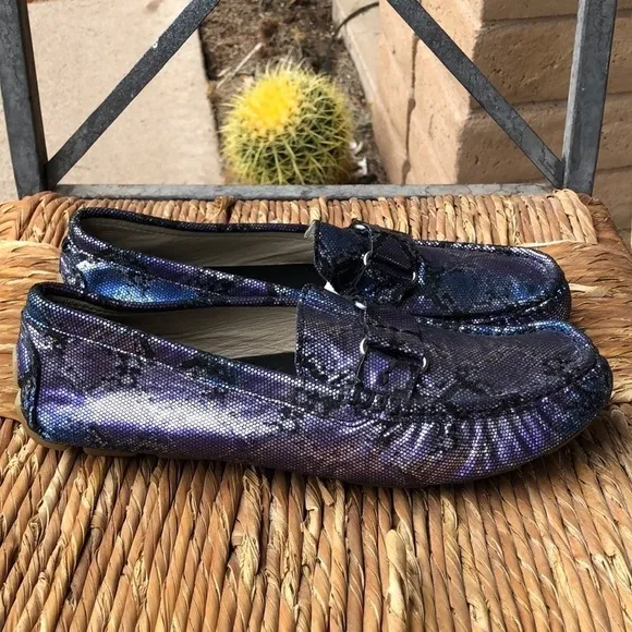 J. Renee Leather Faux Snakeskin Driving Shoe