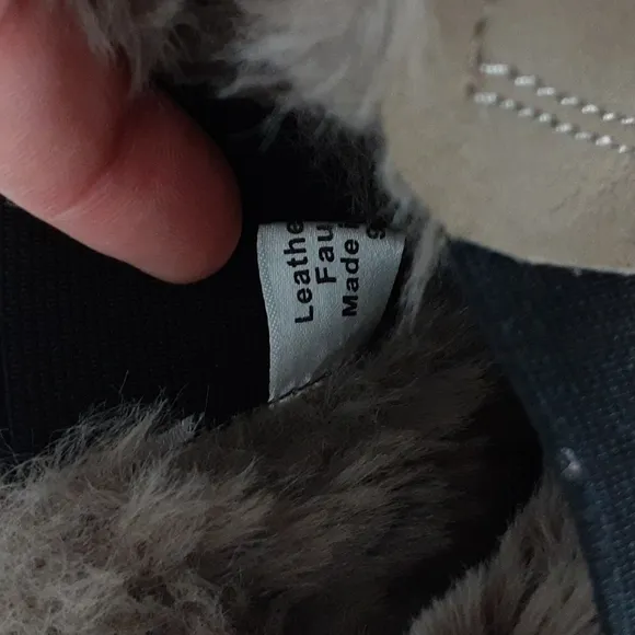 J Slides tan leather pull on faux fur boot sneakers