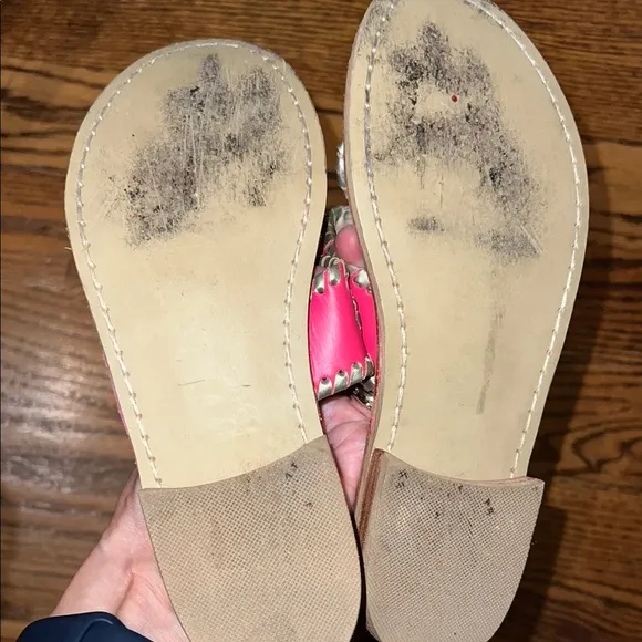 Jack Rogers Pink and gold Kids Jack Sandals size 5 EUC