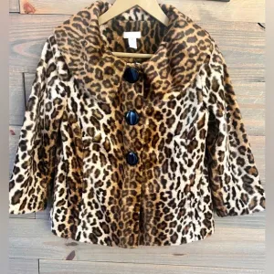 JACKIE KENNEDY STYLE JACKET - LEOPARD PRINT - FAUX FUR