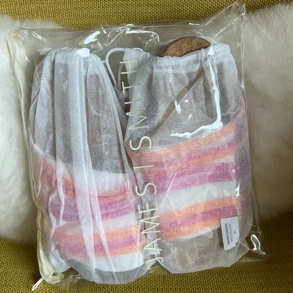 James Smith Rimini Slide – Vibrant Pink   Orange Cork Sandal – Size 9