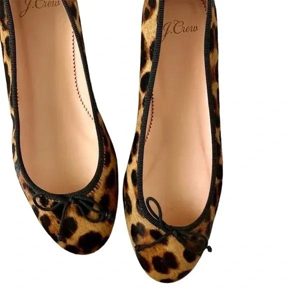 J.Crew Leopard Print Calf Hair Ballet Flats Size 5.5, NWT