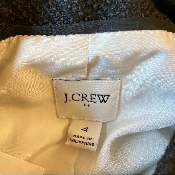 JCREW White Black Tweed Cropped Lady Jacket Blazer Gold Buttons NWT