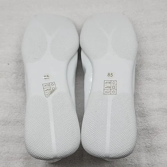 JEFFREY CAMPBELL BALLERINA FLAT IN WHITE CRINKLE PATTEN LADIES 8.5 NWOB GORGEOUS