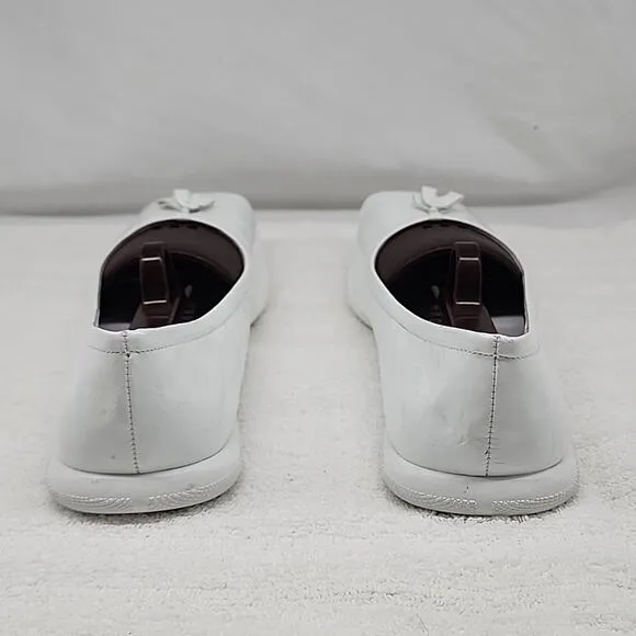 JEFFREY CAMPBELL BALLERINA FLAT IN WHITE CRINKLE PATTEN LADIES 8.5 NWOB GORGEOUS