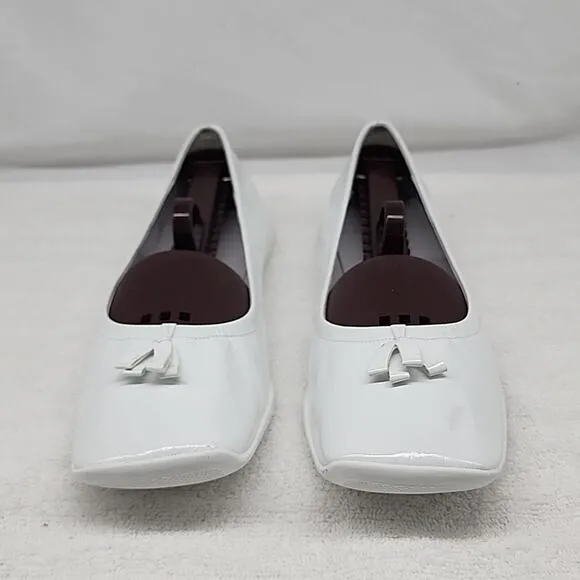 JEFFREY CAMPBELL BALLERINA FLAT IN WHITE CRINKLE PATTEN LADIES 8.5 NWOB GORGEOUS