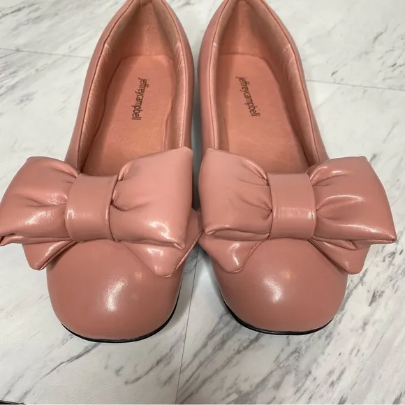 Jeffrey Campbell Bow Out Pink Faux Leather Puffy Ballet Flat 9