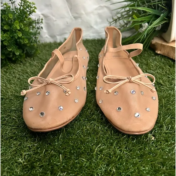 Jeffrey Campbell Releve Mjj Flat in Natural Mesh Clear Combo women size 10