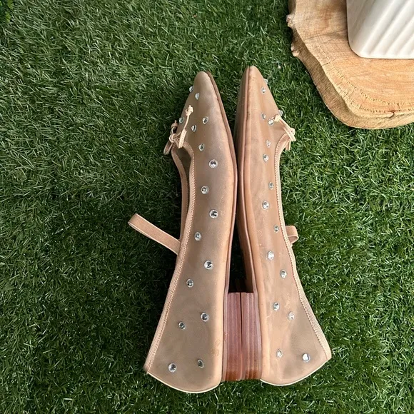 Jeffrey Campbell Releve Mjj Flat in Natural Mesh Clear Combo women size 10