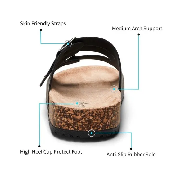 JEOSSY MILAN Three Buckles and Cork Footbed Slides
