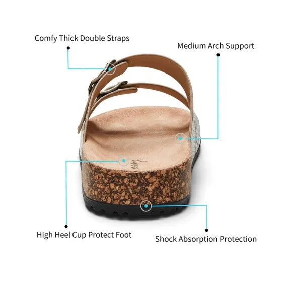 JEOSSY MILAN Two Buckles with Cork Footbed Slides