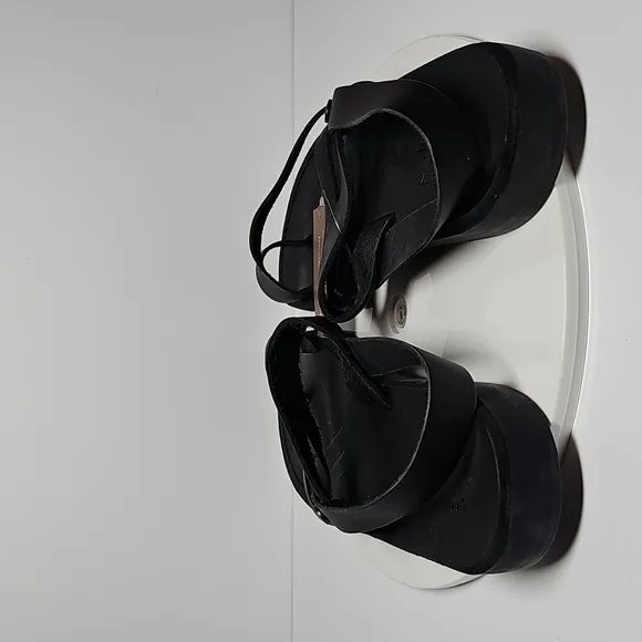 Jerusalem Amos Flat Sandals Ankle Strap Toe Loop‎ Adjustable Leather Black 13 46